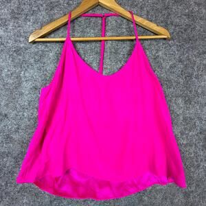 Emerson Thorpe Tank Top Womens Medium Neon Pink Flowy Silk Racerback Dopamine